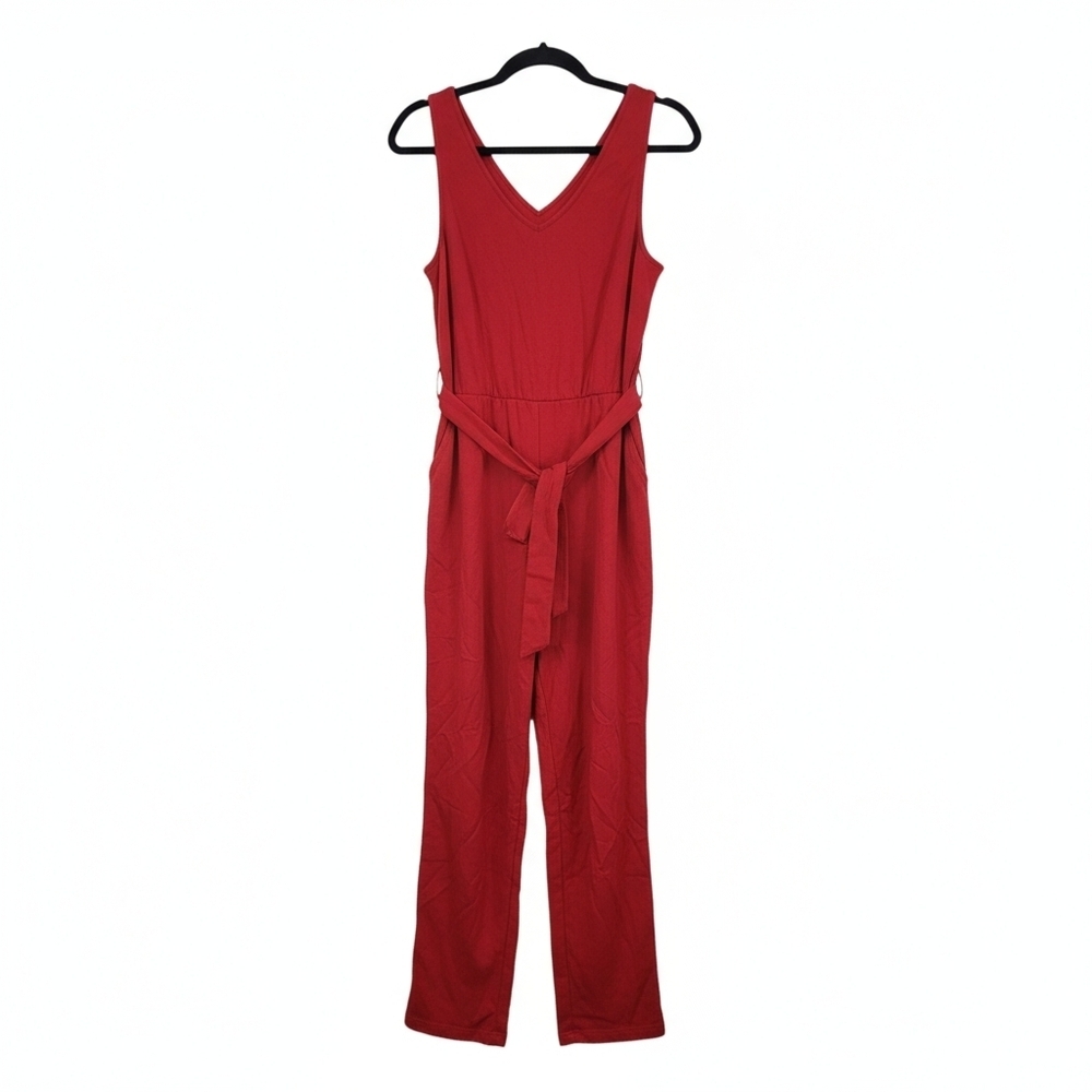 Liz Claiborne Red Sleeveless Jumpsuit Women's Medium